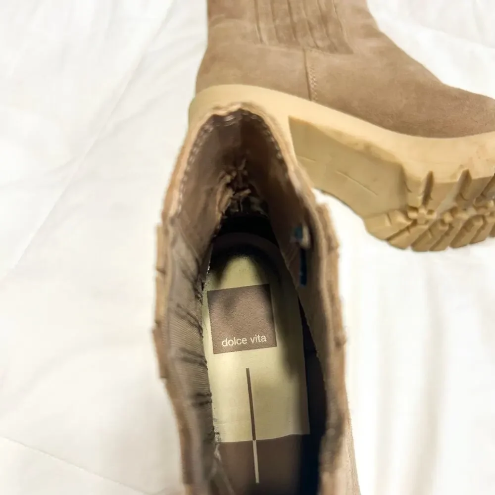 Dolce Vita Caster H2O Waterproof Platform Suede Ankle Boots Tan Size 8 EUC - Picture 9 of 10